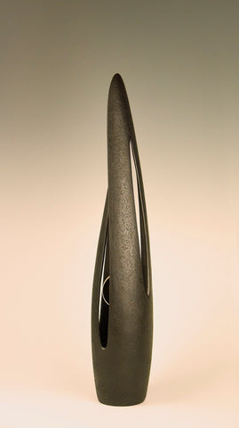 Adrian Bates 'Time & Reflection' (black) ceramic H65cm