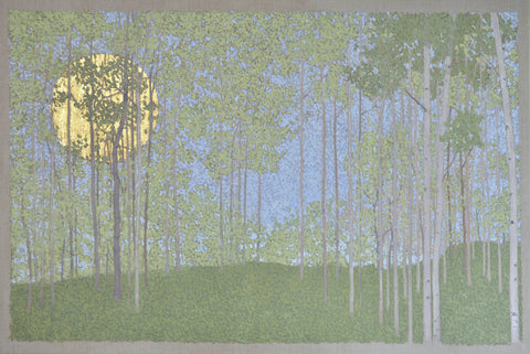 Angus Hampel 'Arcadia' oil and gold leaf on linen 60x90cm