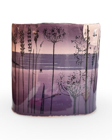 Cat Santos 'Coastal Walk Vessel' (mauve) ceramic H23xW20xD12cm