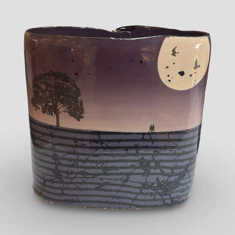 Cat Santos 'Evening Walk Vessel' (mauve) ceramic H23xW20xD12cm