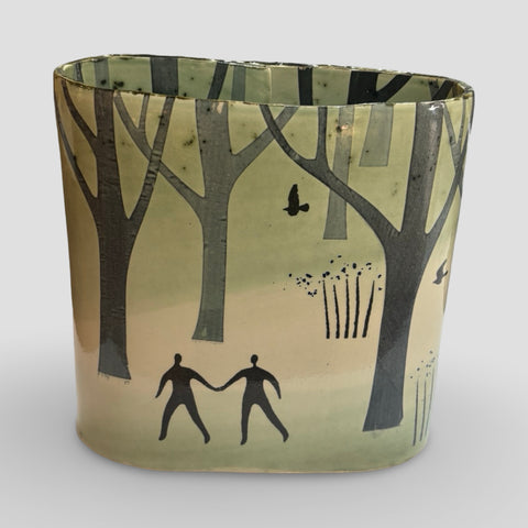 Cat Santos 'Magic Woods Vessel' (green) ceramic H23xW20xD12cm