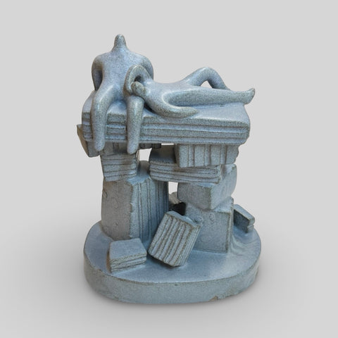 Cat Santos 'On Top of the World' ceramic 21x17cm