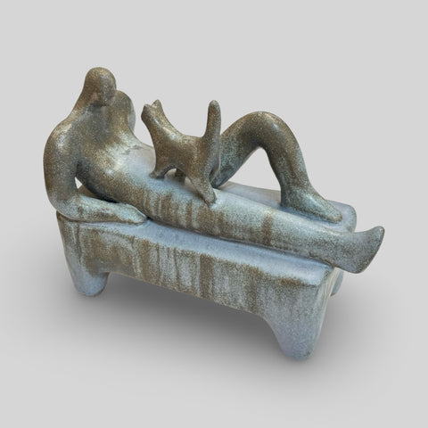 Cat Santos 'The Cat and I' ceramic 15x19cm