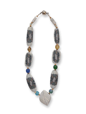 Crispin McNally ‘Large Leaf Necklace’ ceramic and recycled glass L60cm