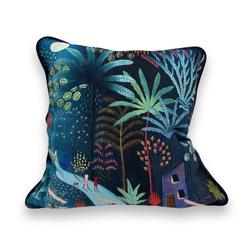 Daphne Stephenson 'Moonlight Walk in Paradise' linen cushion cover 50x50cm