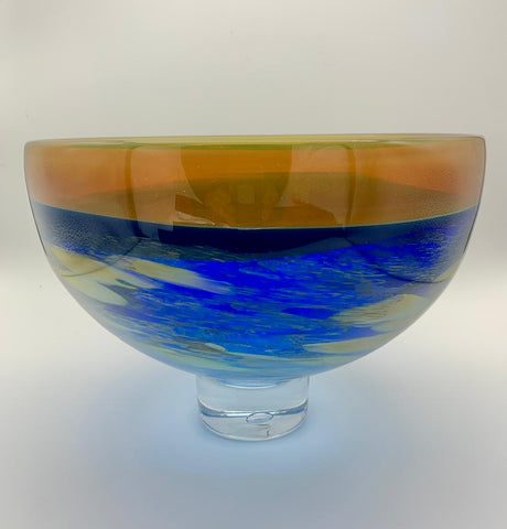 David Flower 'Coral Sea - Large Footed Bowl' glass H19 x D28cm