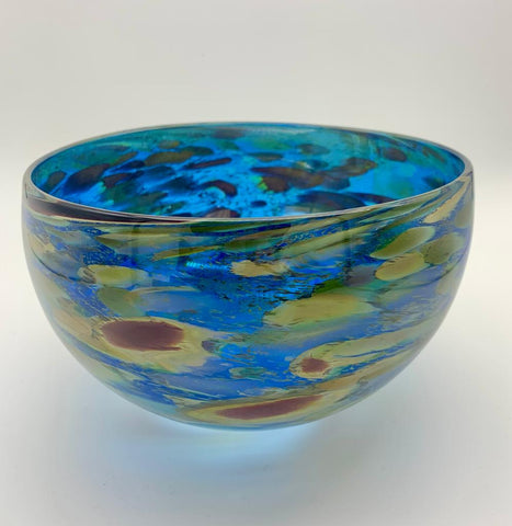 David Flower 'Hydrangea - Medium Blue Bowl' glass