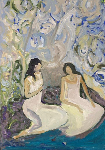 Francesca Owen 'Don't sit under the Coconut Tree' oil on canvas 62x42cm