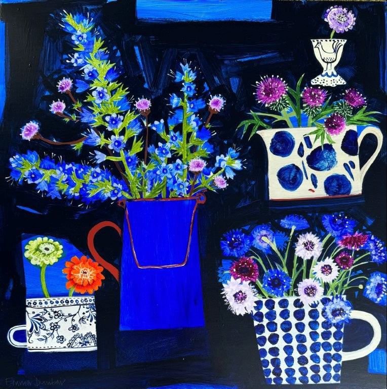 Emma Dunbar 'The Best Blues' acrylic on board 61x61cm