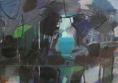 Fiona Millais 'Dark Pool' acrylic on panel 25x35cm