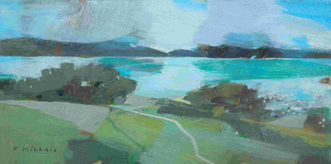 Fiona Millais 'The way to water' acrylic on panel 15x30cm