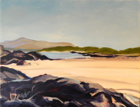 Gail Wendorf 'Blue Skies, Low Tide, Iona II' oil on canvas 28x35.5cm