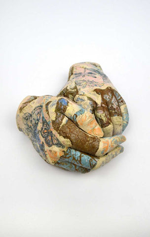 Helen Nottage 'Hands - Insect Print' ceramic 10x16x14cm