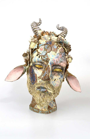 Helen Nottage 'Pan head' ceramic 37x28x33cm
