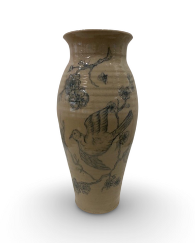 Charlie Clarke 'Large Birds Vase' ceramic H44xW24XD16cms