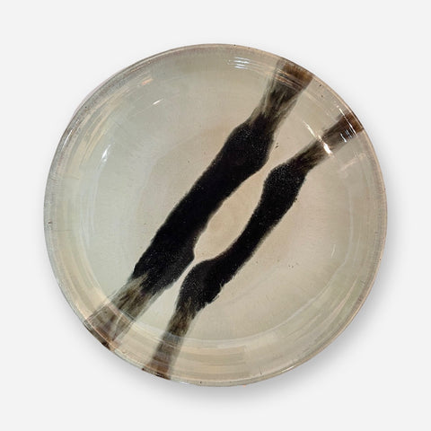 James Hake 'Large Platter (20)' ceramic with Nuka and Tenmoku glazes D74cm