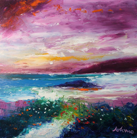 Jolomo 'The Gloaming on the Singing Sands, Isle of Islay' oil on canvas 41x41cm (16x16ins)