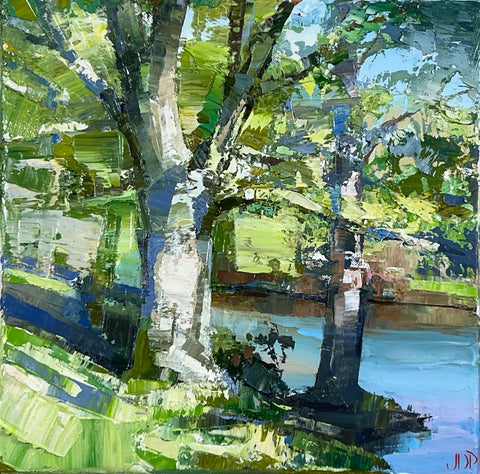 Jonathan Pocock 'RIverbank Oak' 30x30cm oil on linen