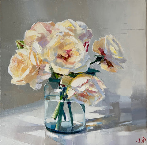 Jonathan Pocock 'Roses' oil on linen 30x30cm