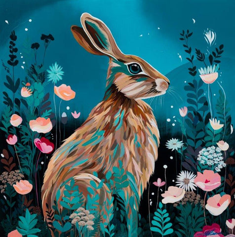 Kelly Stevens-McLaughlan 'Lepus Lucidum' acrylic on canvas 100x100cm