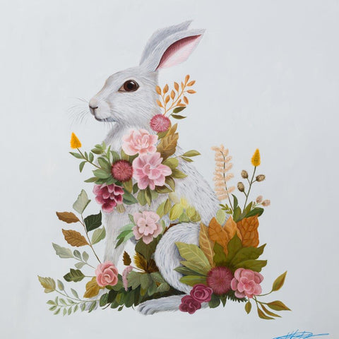 Kelly Stevens-McLaughlan 'The Fairytale Hare' acrylic on canvas 87x87cm