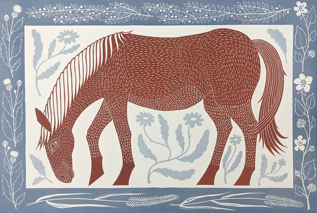 Lizzie Wheeler 'Wild Horse' limited edition of 100 linoprint 42x62.5cm