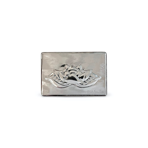 Maria Santos ‘Water Lily 2 Section Box’ thuya wood and pewter 9.5x6.5x3.5cm