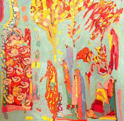 Paul Wadsworth 'Flower temple' oil on canvas 137x137cm