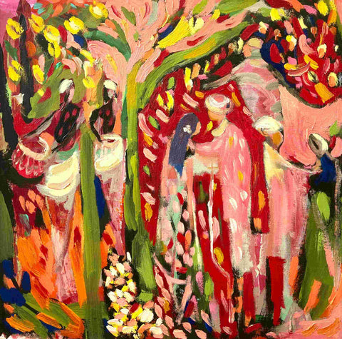 Paul Wadsworth 'Indian Wedding' oil on canvas 70x70cm