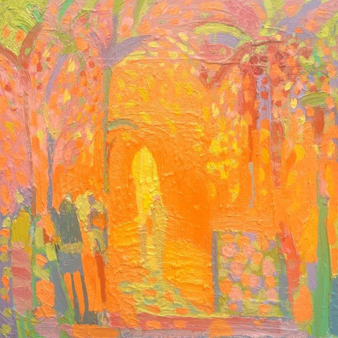 Paul Wadsworth 'Orange forest of sandalwood trees' oil on canvas 70x70cm