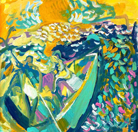 Paul Wadsworth 'Sunset boat ride' oil 73x75cm