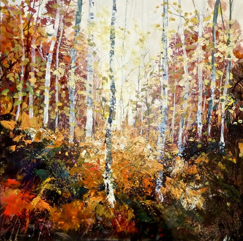 Pete Gilbert 'Autumn Light' acrylic on canvas H60xW60cm