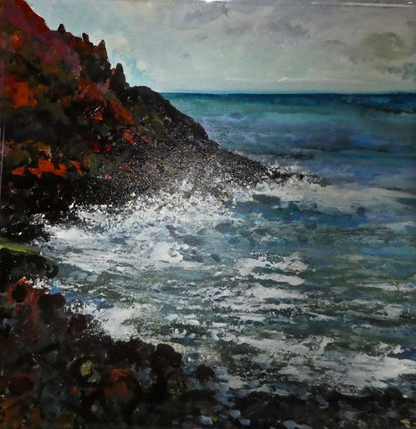 Pete Gilbert 'Priest's Cove' acrylic on canvas H60xW60cm