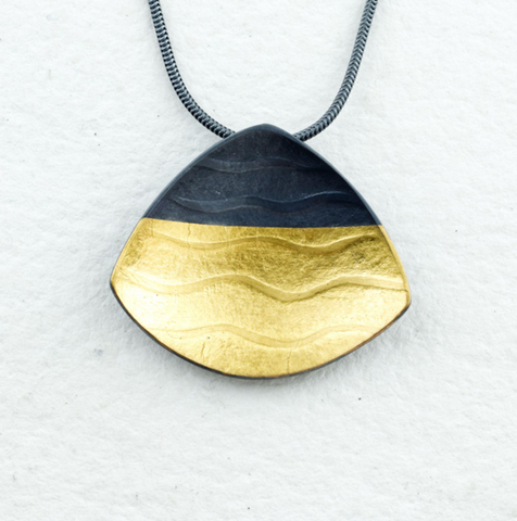 Sandra Elizabeth 'Clam Pendant' silver with gold bar