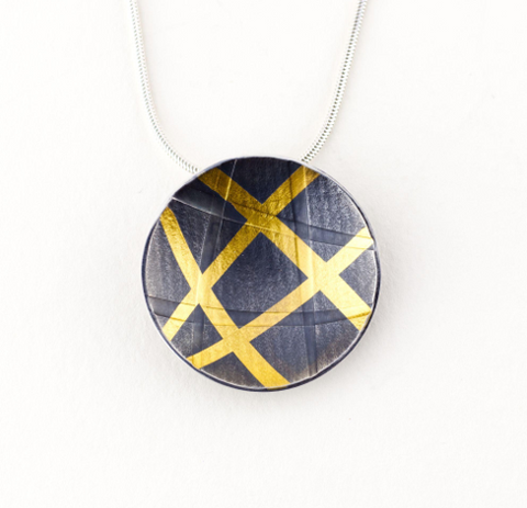 Sandra Elizabeth 'Ice Ray Pendant' oxidised silver with gold