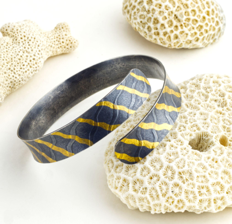 Sandra Elizabeth 'Ripple Cuff' oxidised silver