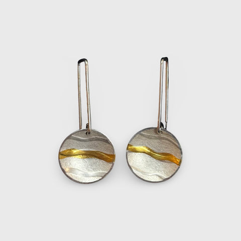 Sandra Elizabeth 'Round Wave Drop Earrings' silver with gold