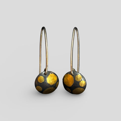 Sandra Elizabeth 'Snowball Drop Earrings' oxidised silver