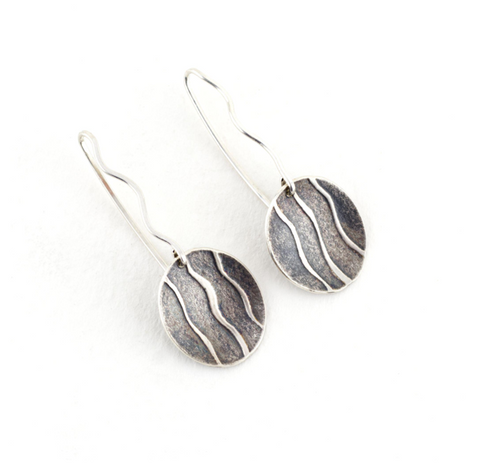 Sandra Elizabeth 'Wave Drop Earrings' oxidised silver