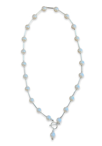 Sandra Pennell ‘Pearl Necklace with Silver Bars’ L48cm