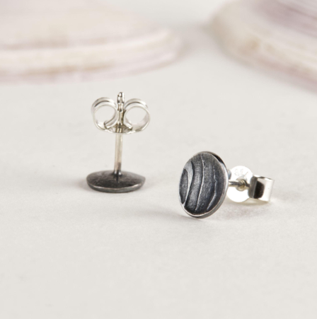 Sandra Elizabeth 'Wave Stud Earrings' oxidised silver