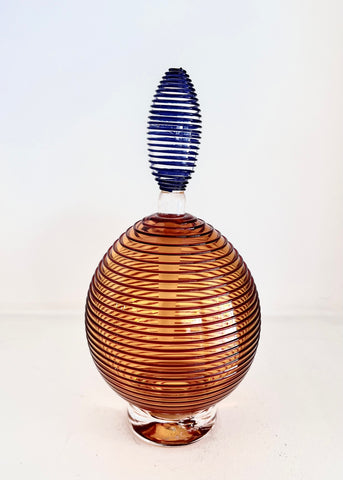 Bob Crooks 'Spirale Scent Bottle' (Amber) glass 20x9cm