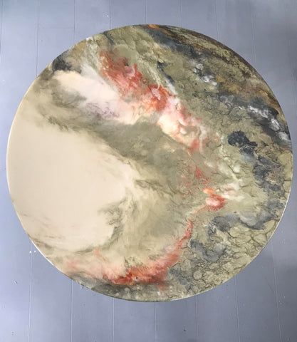 Meltem Quinlan 'Large Grey Resin Disc' 70x70cms mineral powders and resin