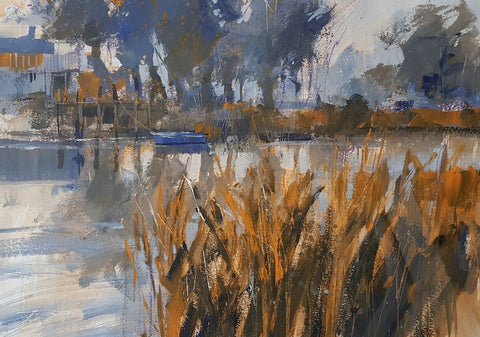 Chris Forsey 'Autumn, Silent Pool' acrylic and mixed media on paper 32x47cm