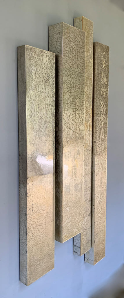 Claire Burke gold and silver leaf panels at Iona House Gallery