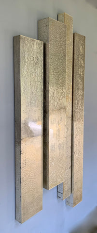 Claire Burke '4 panel installation'  silver leaf and mixed media on bespoke panels