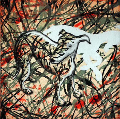 Mychael Barratt 'Jackson Pollock's Dog' limited edition print 22x22cm (unframed)