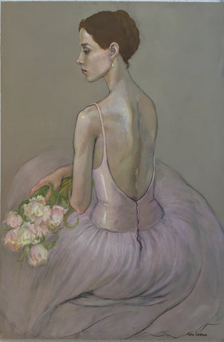 Katya Gridneva 'Dancer in pink' pastel on board 92x61cm