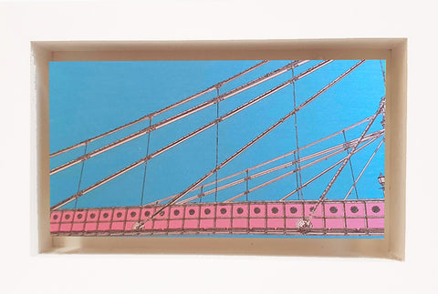 Michael Wallner 'Little London' Albert Bridge blue and Pink  photograph on brushed aluminium 15 x 27 x 5 cm, edition of 30