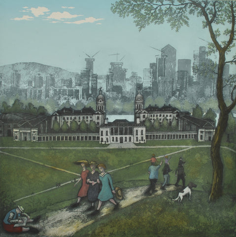 Mychael Barratt 'Greenwich Park - Spring, after Bruegel' limited edition etching 50x50cm (unframed)